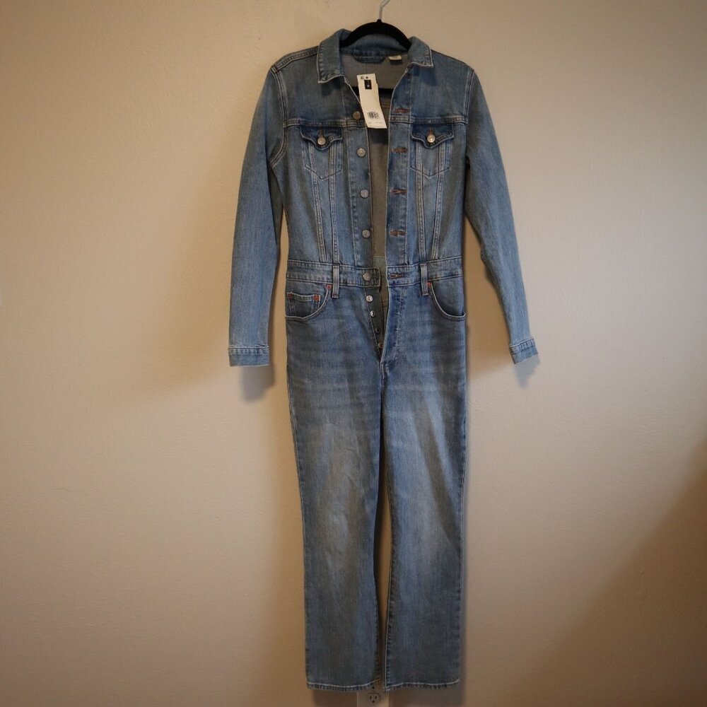NWT Levi's Straight Leg Medium Wash Jumpsuit Coveralls Size XS